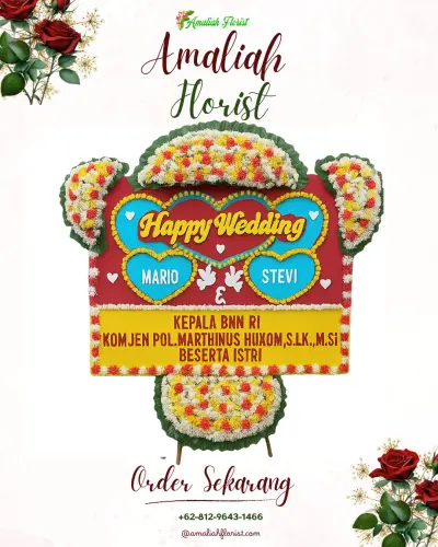 Karangan Papan Bunga Pernikahan di Wek Iv